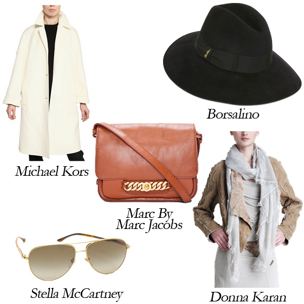 Michael Kors Coat, Marc by Marc Jacobs Bag, Borsalino Hat, Stella McCartney Glasses, Donna Karan Scarf