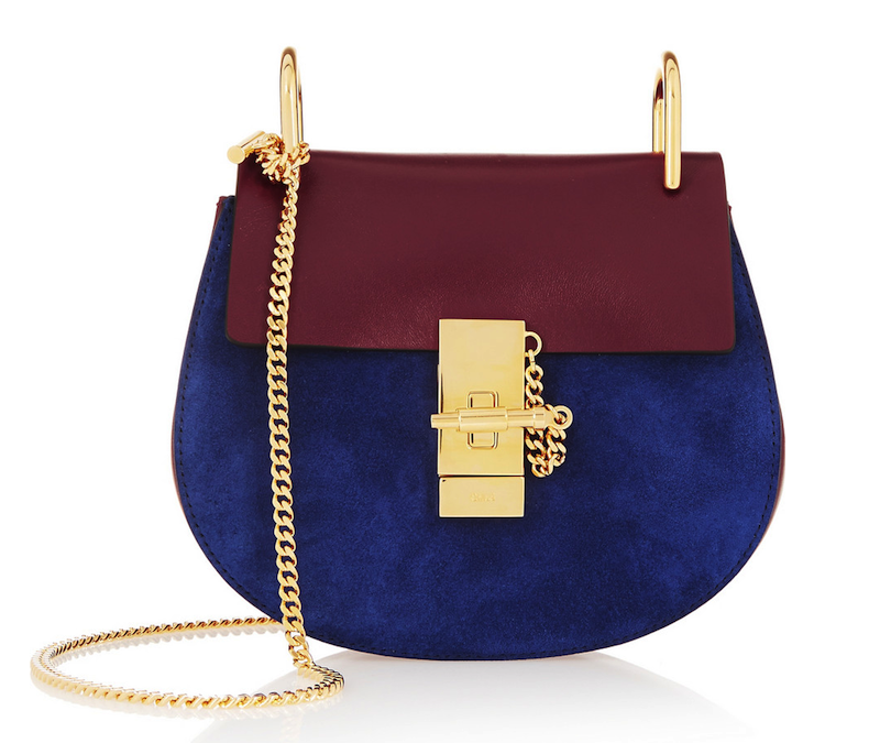 Chloé Drew Mini Leather and Suede Shoulder Bag