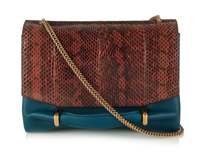 Nina Ricci Le Marché Snakeskin and Leather Shoulder Bag