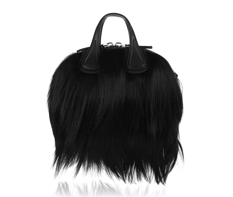 Givenchy Micro Nightingale Shoulder Bag in Black Goat Hair and Leather